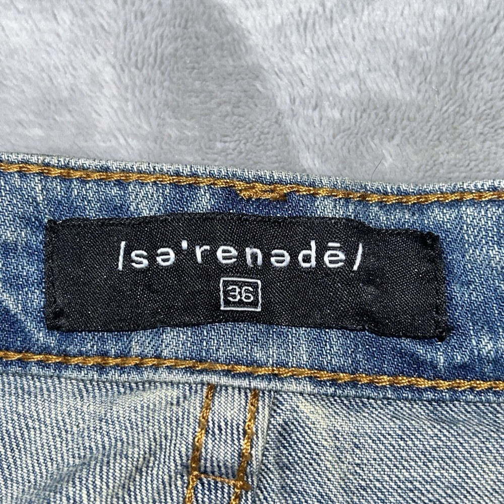 Serenede Jeans Light Blue Wash Size 36x32 Sunset Painting Leg Skinny Distressed - Picture 8 of 15